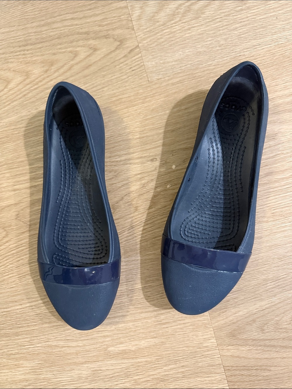 CROCS Navy Slip-On Ballet Flats with Gloss Trim